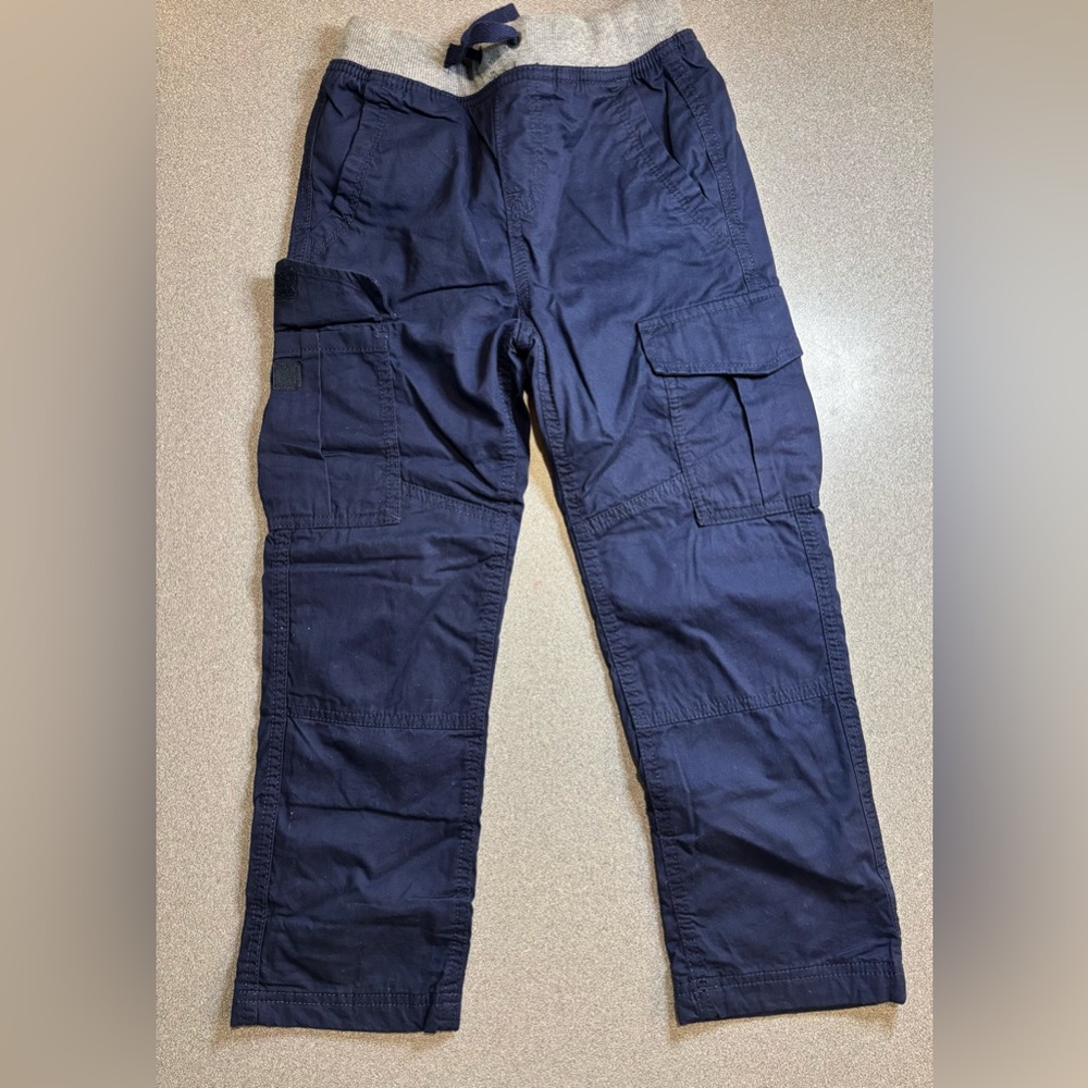 Hanna Andersson Double Knee Jersey Lined Relaxed Cargo Pants SZ 120 6/7.